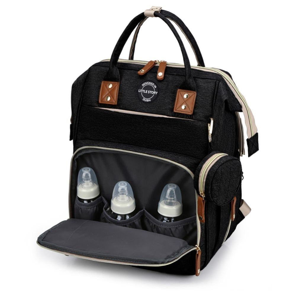 Little Story Diaper Bag W/T Pacifier Pouch - Black Little Story Yallatoys
