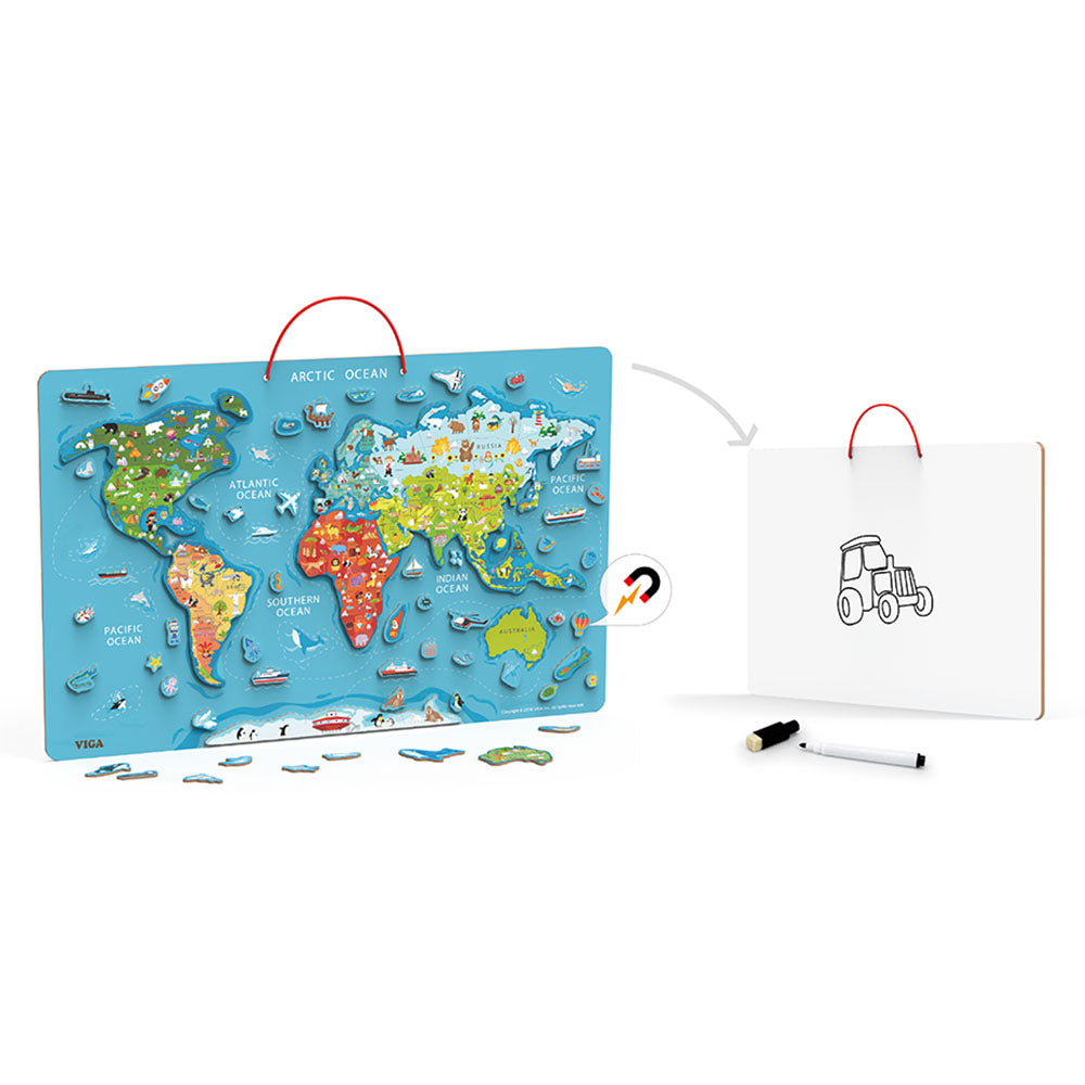 Buy Viga Magnetic World Puzzle Dry Erase Board | Yallatoys.com