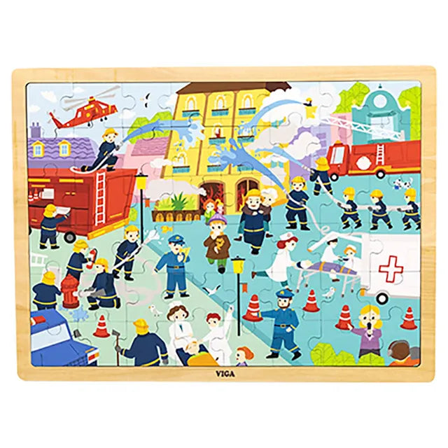 Buy Viga Wooden Fire Fighting Puzzle 48pcs | Yallatoys.com