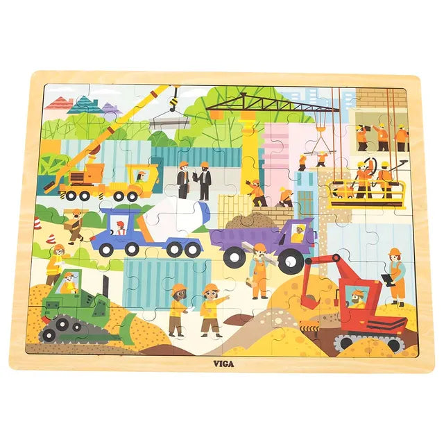 Buy Viga Wooden Construction Area Puzzle 48pcs | Yallatoys.com