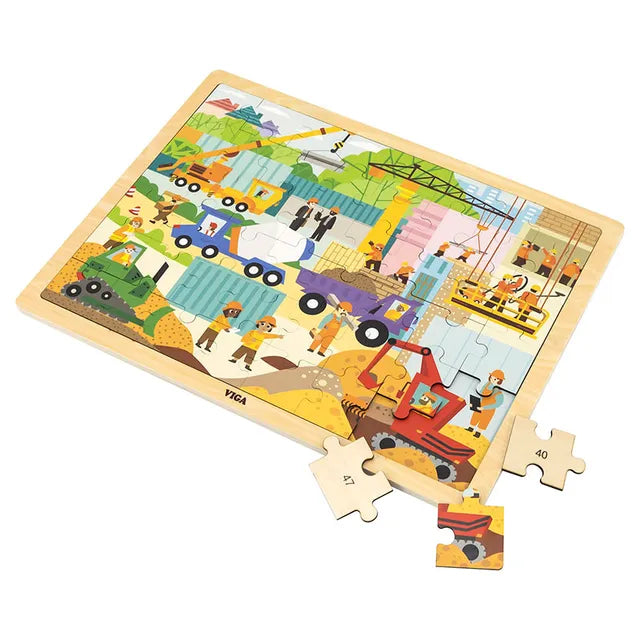 Buy Viga Wooden Construction Area Puzzle 48pcs | Yallatoys.com