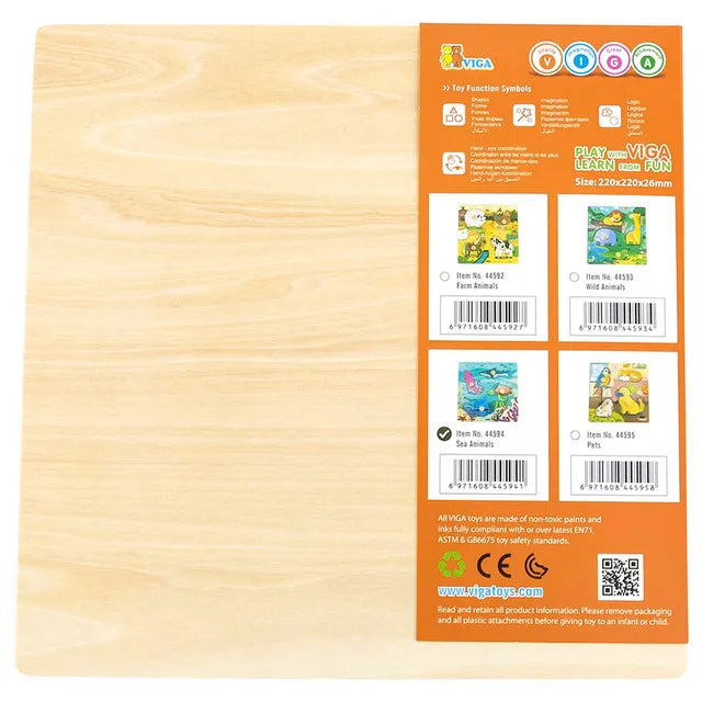 Buy Viga Wooden Knob Puzzle Sea Animals | Yallatoys.com