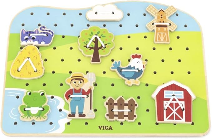Buy Viga Wooden Farm Lacing Game Set | Yallatoys.com