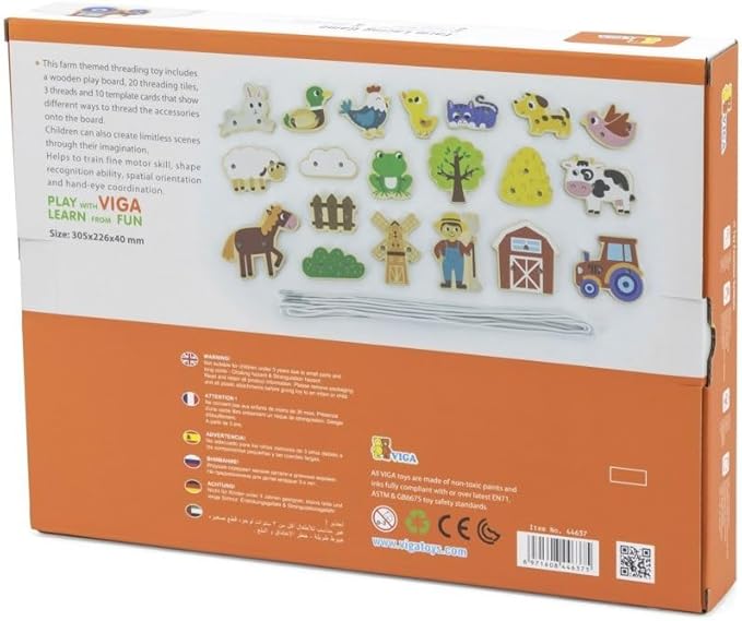 Buy Viga Wooden Farm Lacing Game Set | Yallatoys.com