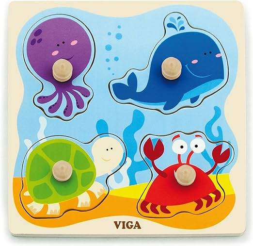 Buy Viga Big Wooden Knob Puzzle Sea | Yallatoys.com