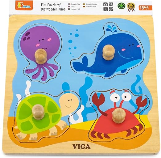 Buy Viga Big Wooden Knob Puzzle Sea | Yallatoys.com