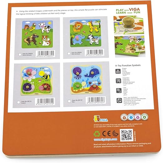 Buy Viga Big Wooden Knob Puzzle Sea | Yallatoys.com
