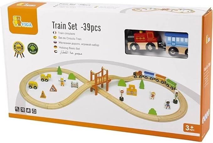 Buy Viga Wooden Train Set 39 Pieces | Yallatoys.com