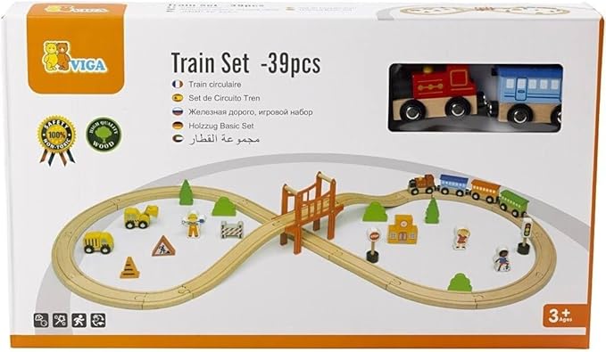 Buy Viga Wooden Train Set 39 Pieces | Yallatoys.com