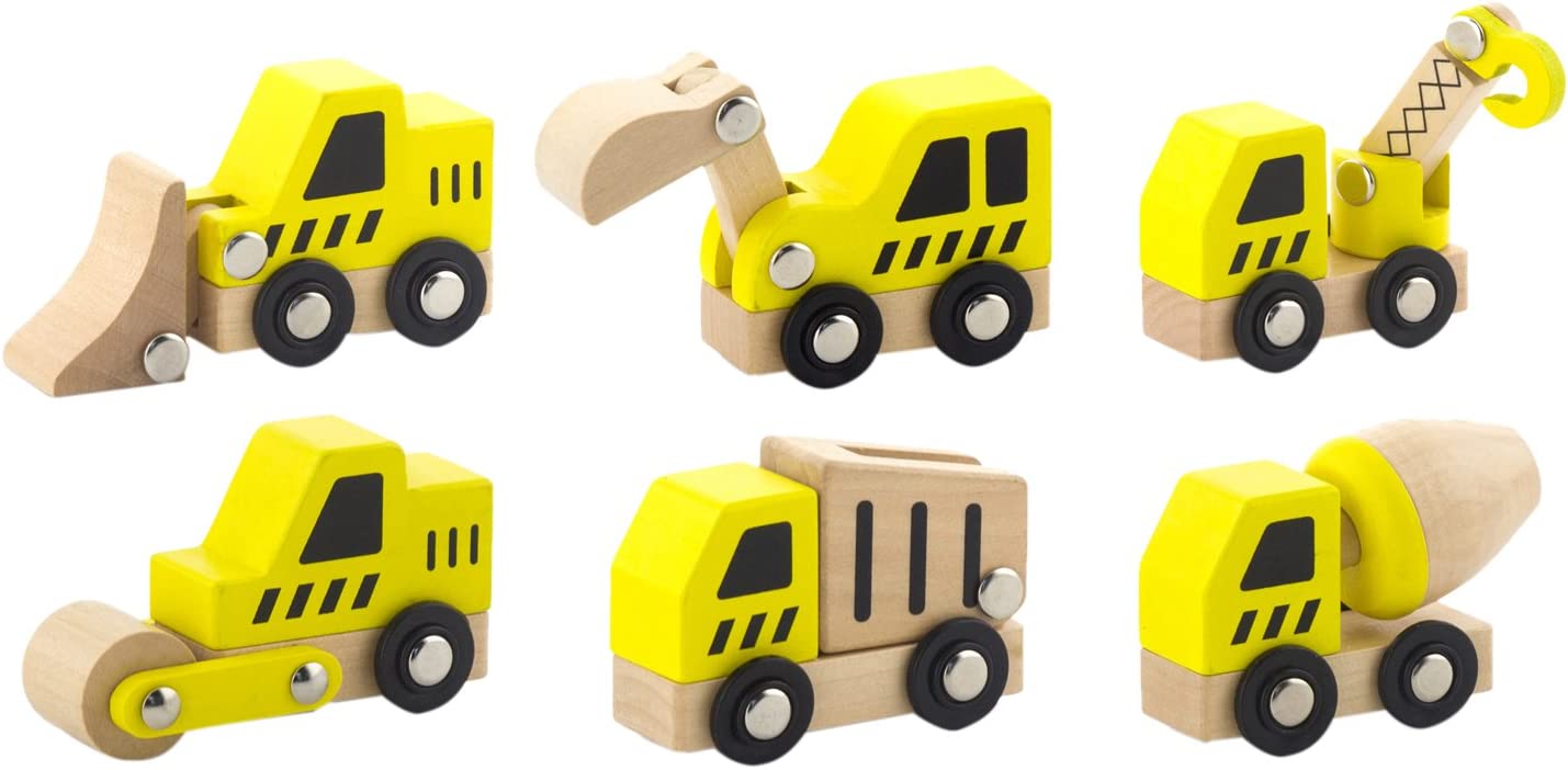 Buy Viga 6pcs Wooden Construction Vehicles Set | Yallatoys.com
