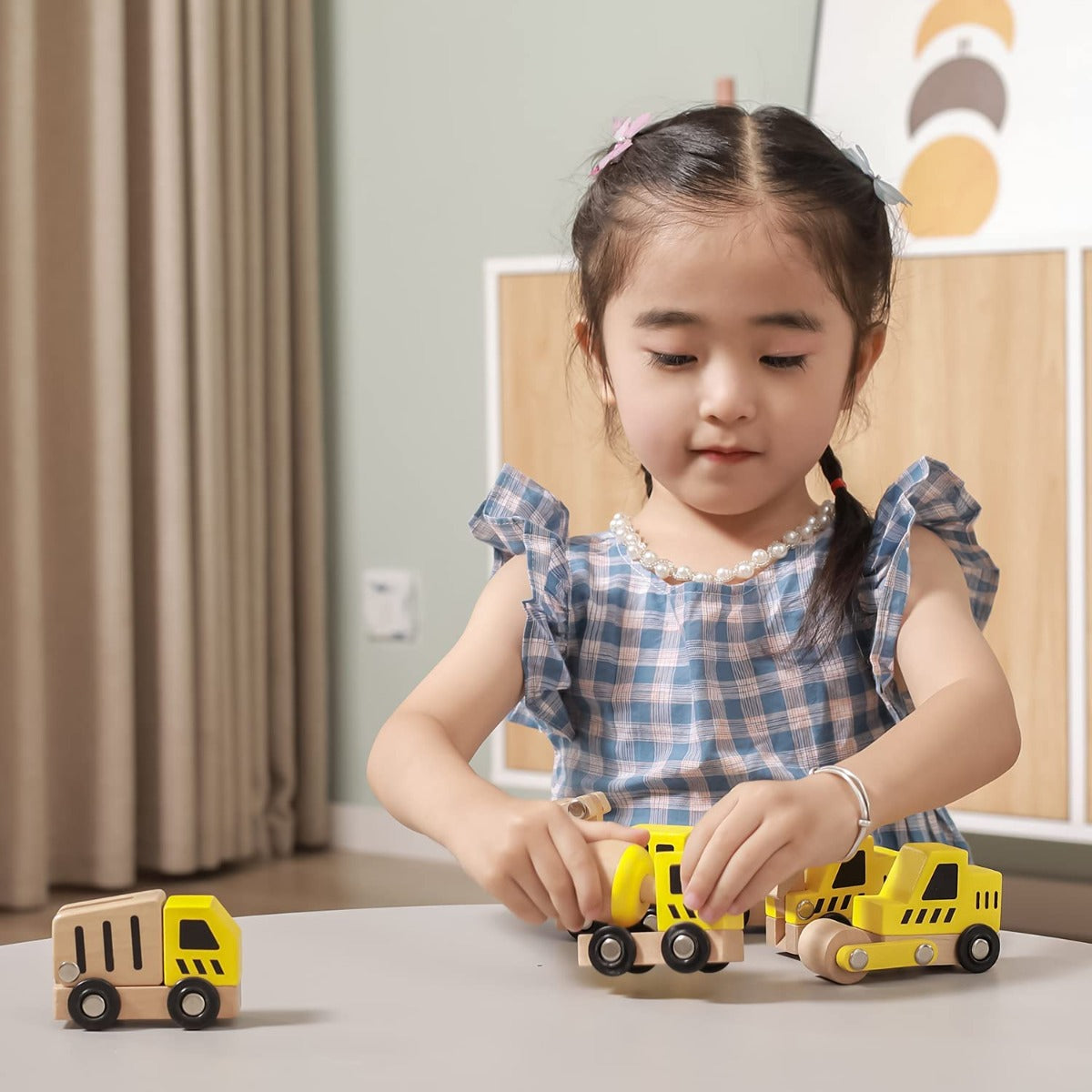 Buy Viga 6pcs Wooden Construction Vehicles Set | Yallatoys.com