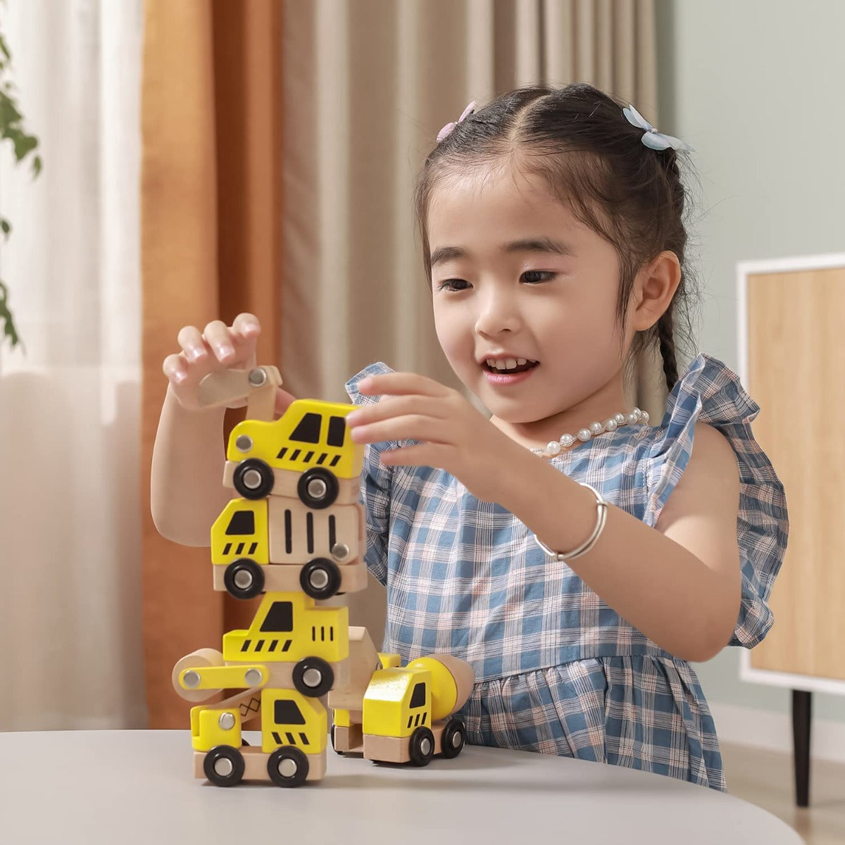 Buy Viga 6pcs Wooden Construction Vehicles Set | Yallatoys.com