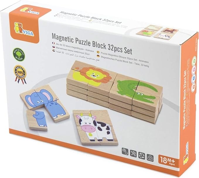 Buy Viga Magnetic Animals Block Puzzle 32 Pieces Set | Yallatoys.com