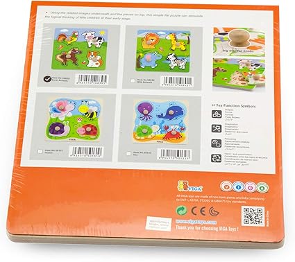 Buy Viga Big Wooden Knob Puzzle Farm Animals | Yallatoys.com