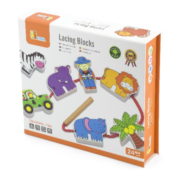 Buy Viga Wooden Lacing Blocks Zoo | Yallatoys.com