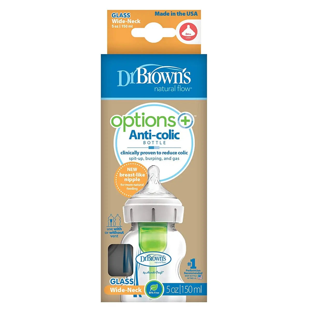 5 Oz/150 Ml Glass Wide-Neck Options+ Bottle, 1-Pack (DR.Brown) Yallamomz Yallatoys