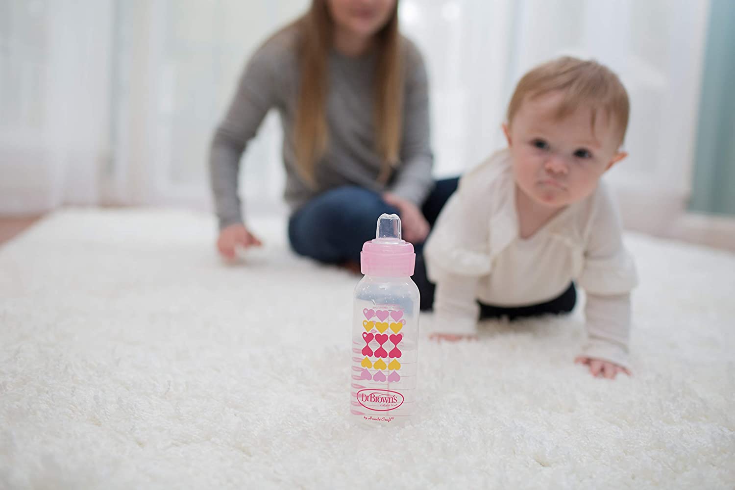 Dr.Browns 9 Oz/270 Ml Pp W N Options+ Pink Hearts Bottle W/ Sippy Spout +L3 Nipple In Bottle 1 Pack Dr Browns