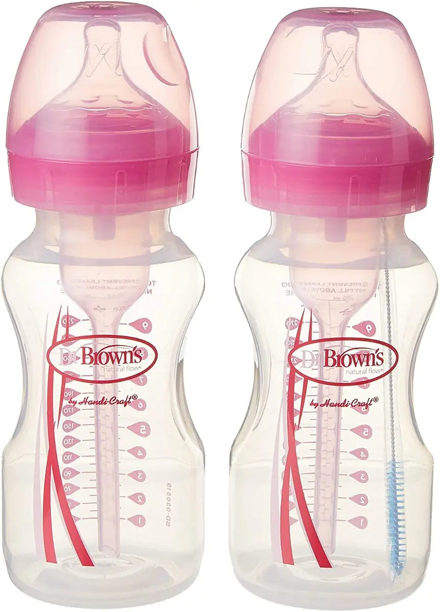 Dr.Browns 9 Oz/270 Ml Pp W N Options+ Bottle  Pink  2 Pack Dr Browns Yallatoys