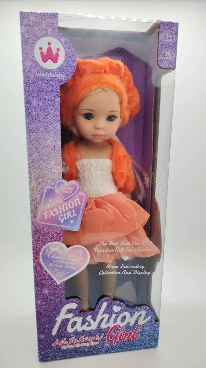 Buy Wanderlong Fashion Girl with Orange Dress 14Inch | Yallatoys.com