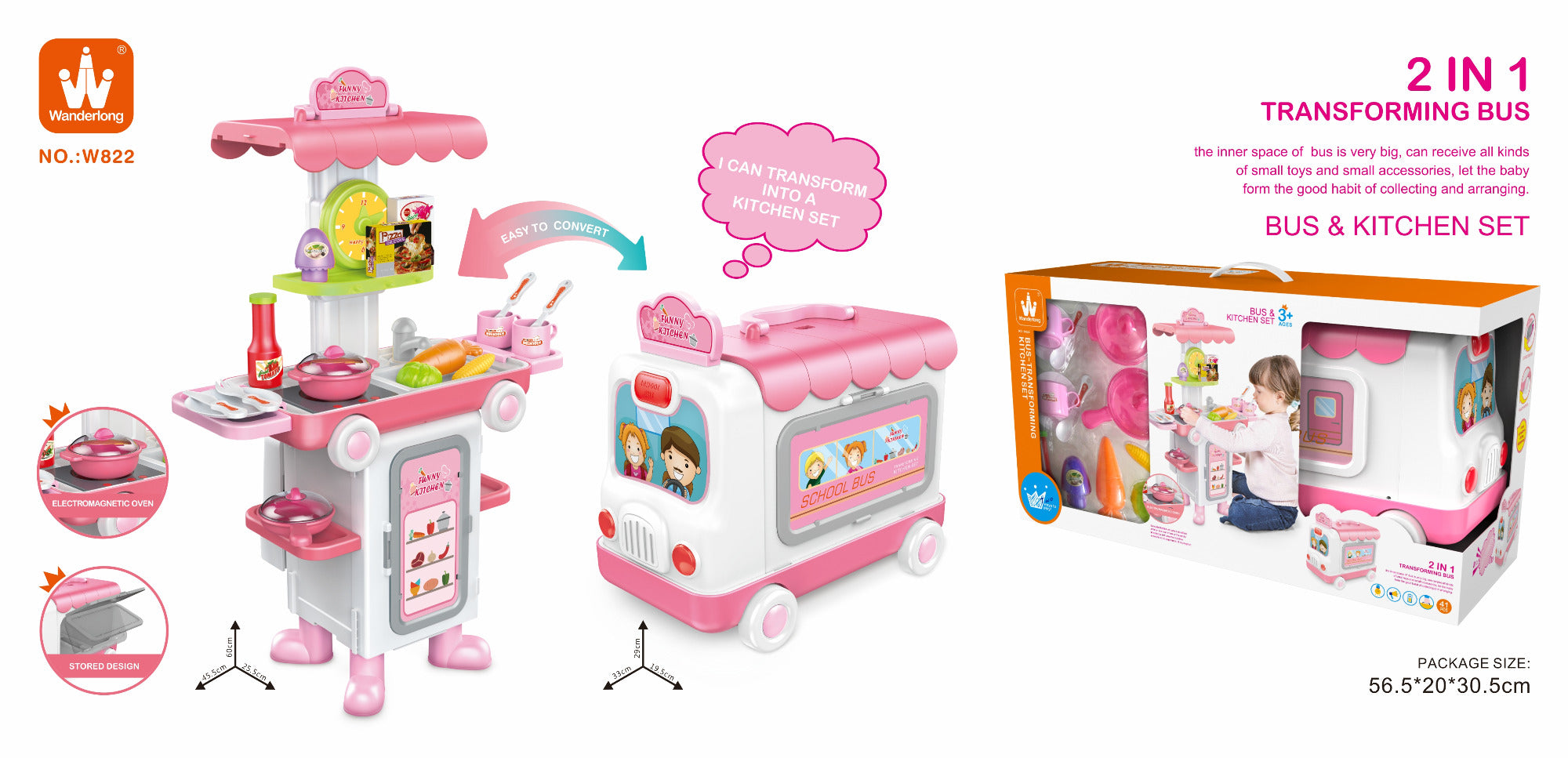 Buy Wanderlong 2 in 1 Tableware Table Morphing Bus Pink | Yallatoys.com