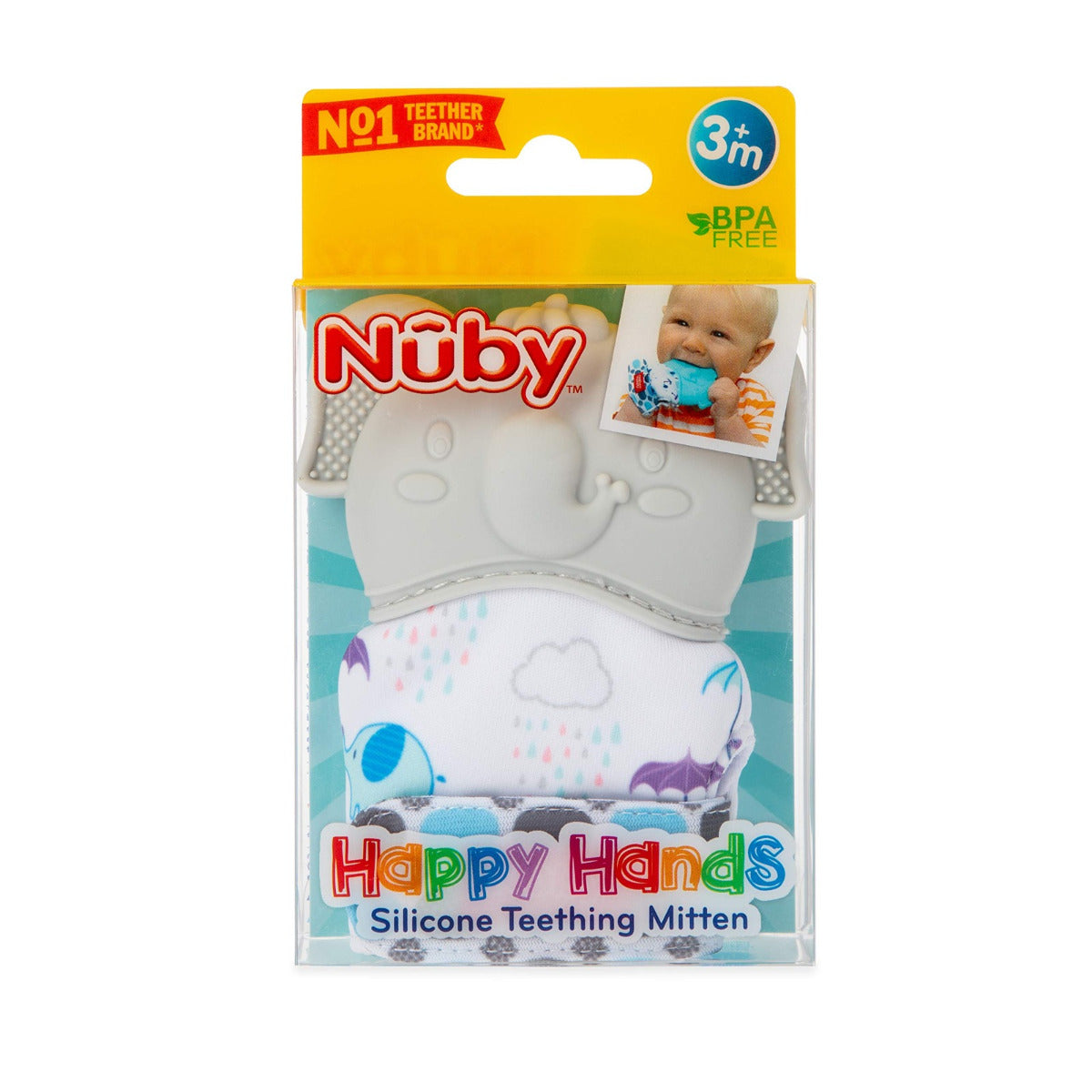 Nuby Happy Hands Teething Mitten 1 Pc Grey Nuby Yallatoys
