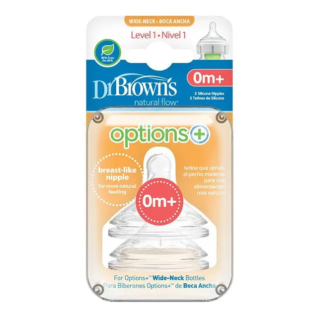 Dr Browns Natural Flow Level 1 Wide-Neck Baby Bottle Nipple Pack of 2 Dr Browns Yallatoys