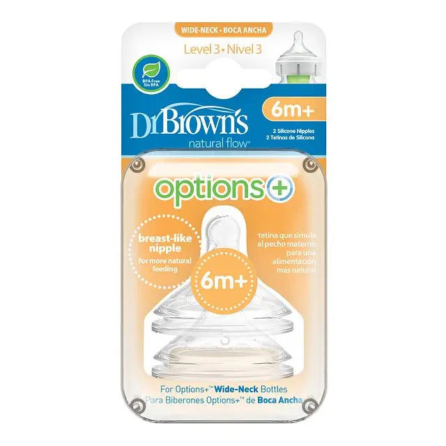 Dr Browns Natural Flow Level 3 Wide-Neck Baby Bottle Nipple Pack of 2 Dr Browns Yallatoys