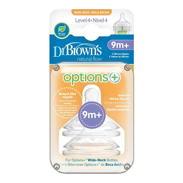 Dr Browns Natural Flow Level 4 Wide-Neck Baby Bottle Nipple Pack of 2 Dr Browns Yallatoys