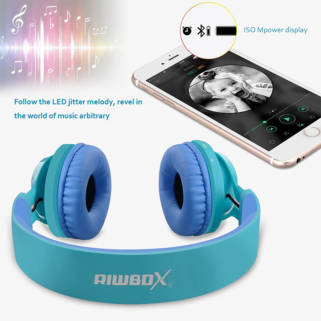 Buy Riwbox Led Wireless Headphones Blue Green | Yallatoys.com