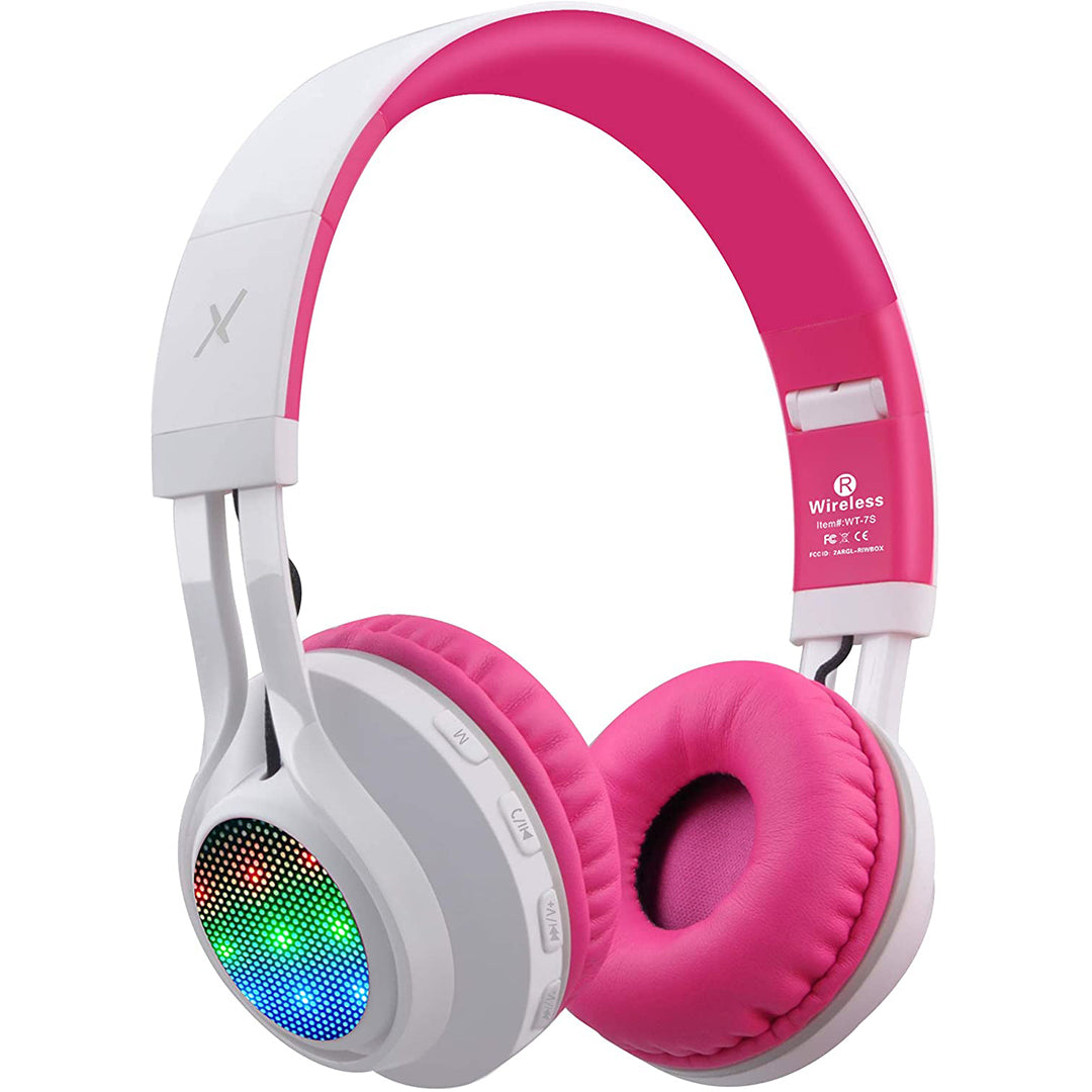 Buy Riwbox Led Wireless Headphones Pink White | Yallatoys.com