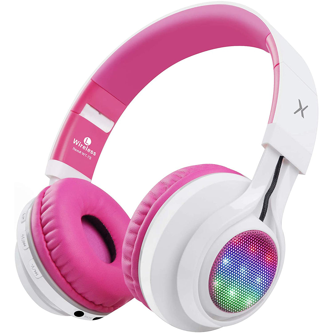 Buy Riwbox Led Wireless Headphones Pink White | Yallatoys.com