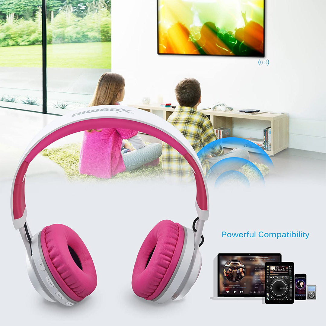 Buy Riwbox Led Wireless Headphones Pink White | Yallatoys.com