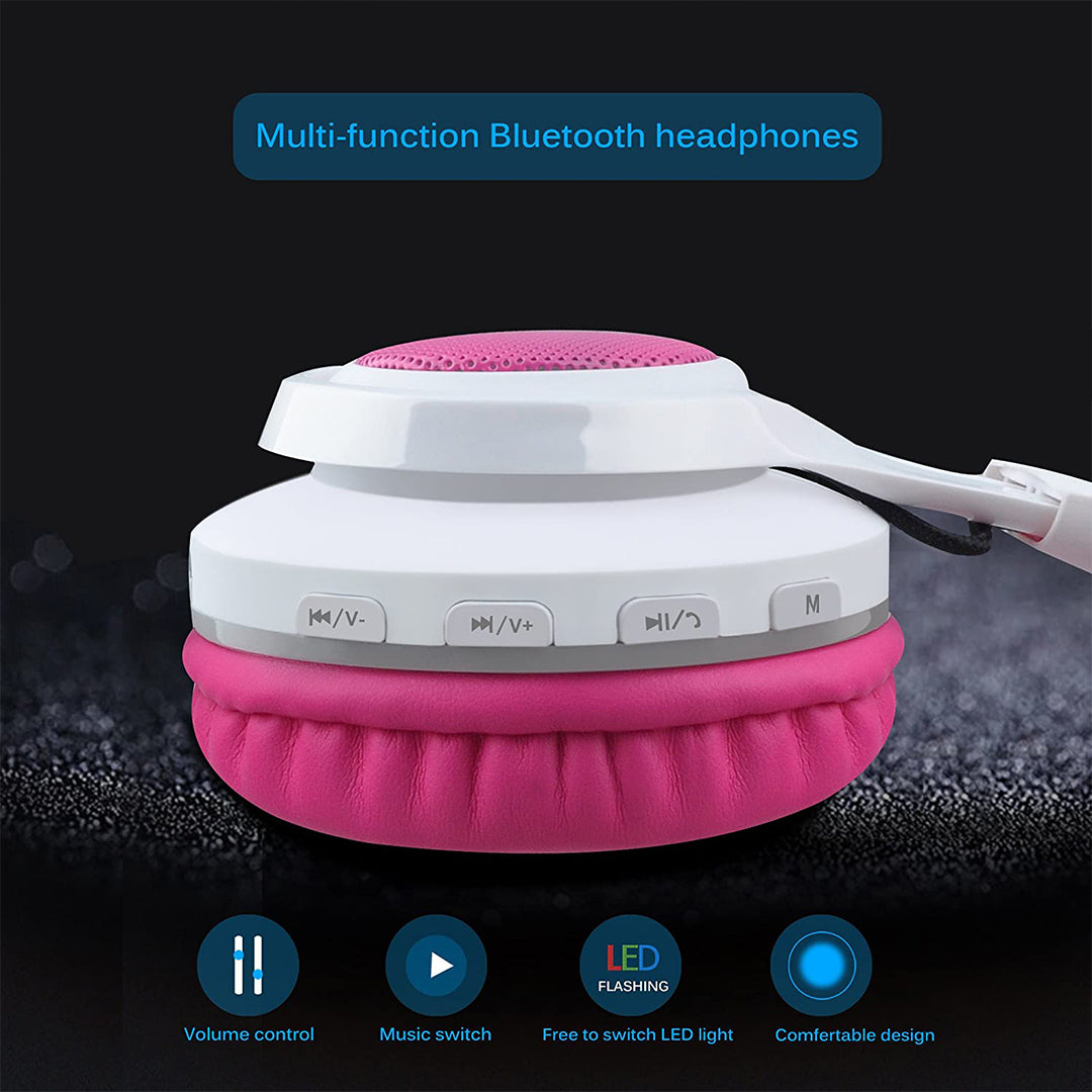Buy Riwbox Led Wireless Headphones Pink White | Yallatoys.com