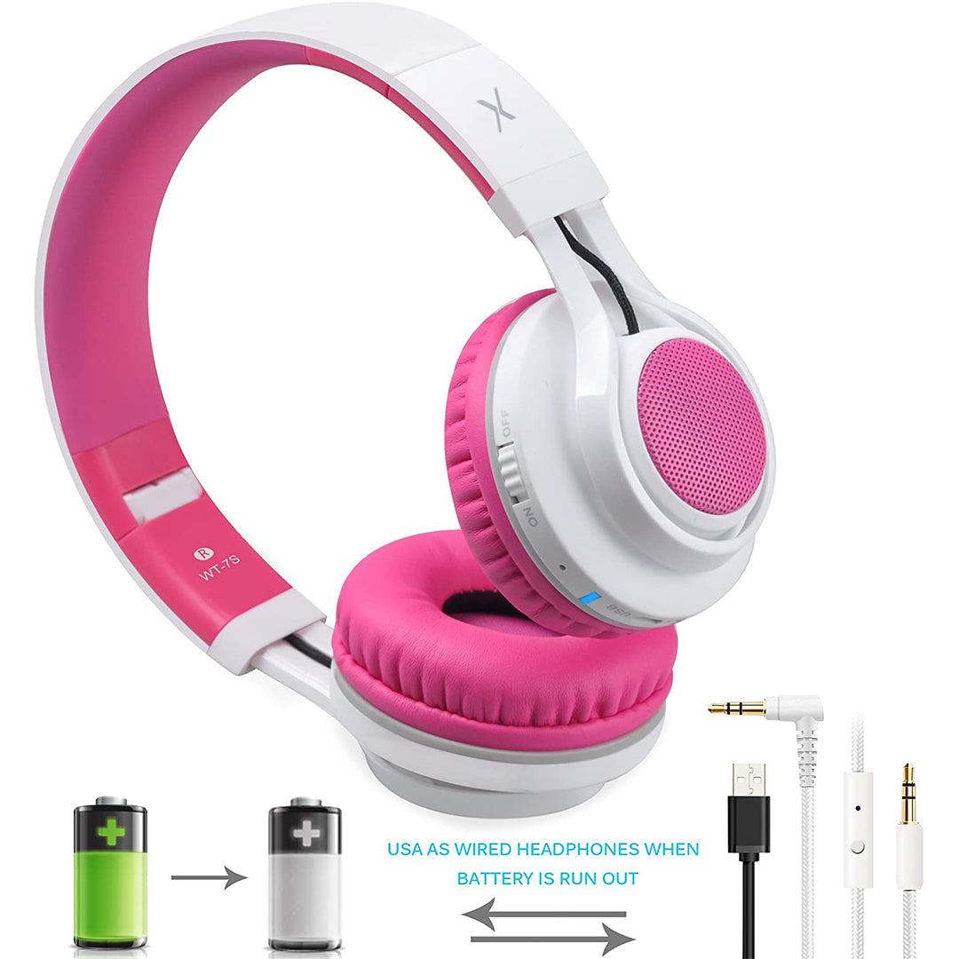Buy Riwbox Led Wireless Headphones Pink White | Yallatoys.com