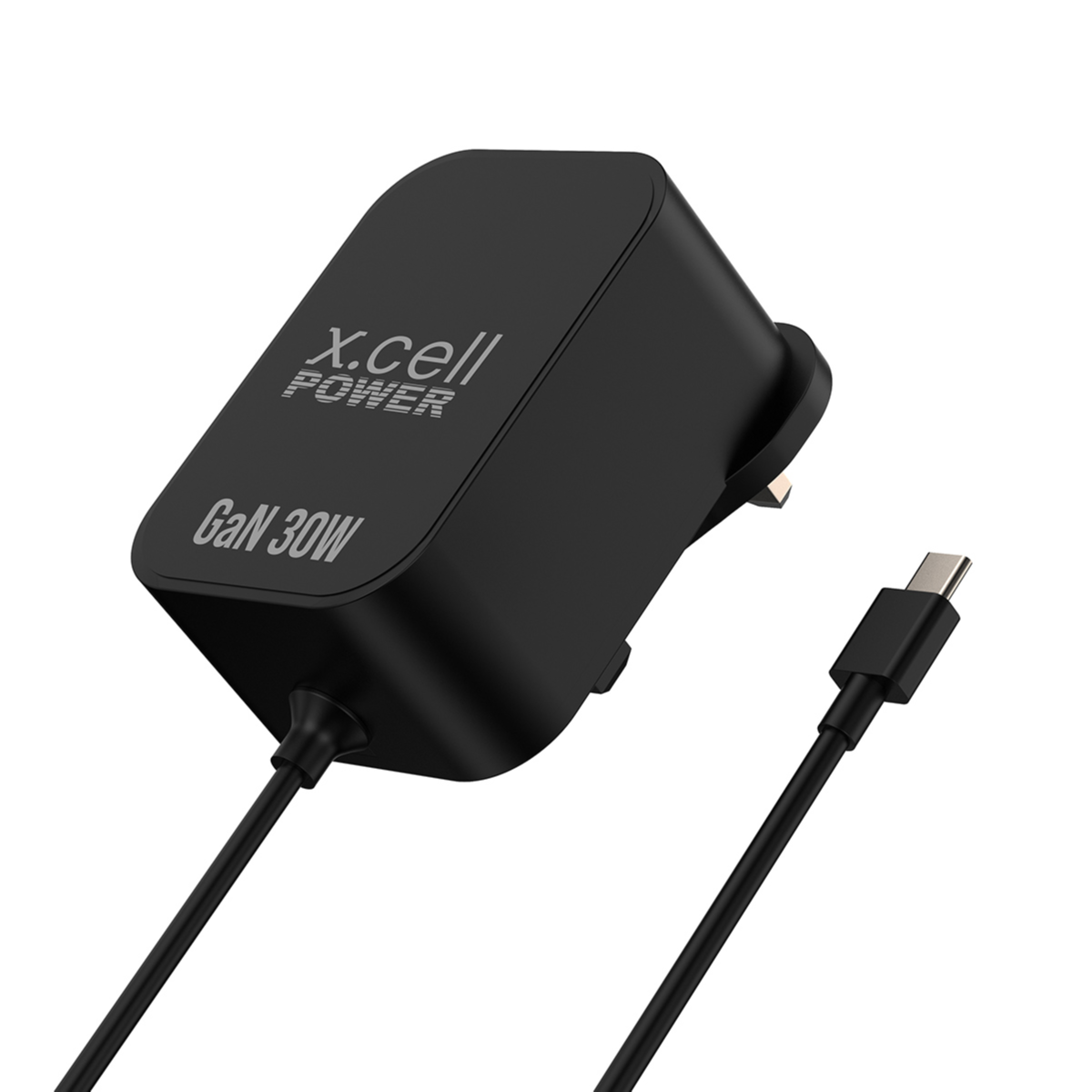 Buy X.Cell GaN Charger 30W Built in Type C Cable 1.5M Black | Yallatoys.com