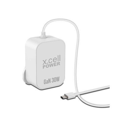 Buy X.Cell GaN Charger 30W Built in Type C Cable 1.5M White | Yallatoys.com