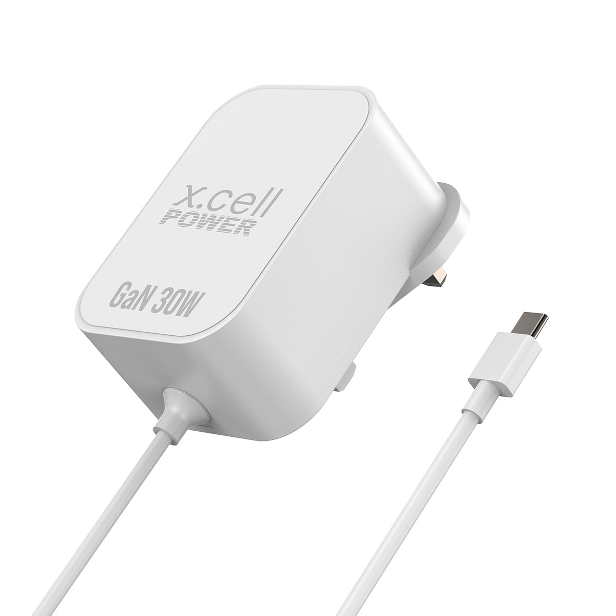 Buy X.Cell GaN Charger 30W Built in Type C Cable 1.5M White | Yallatoys.com