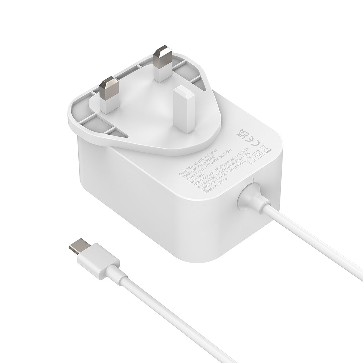 Buy X.Cell GaN Charger 30W Built in Type C Cable 1.5M White | Yallatoys.com