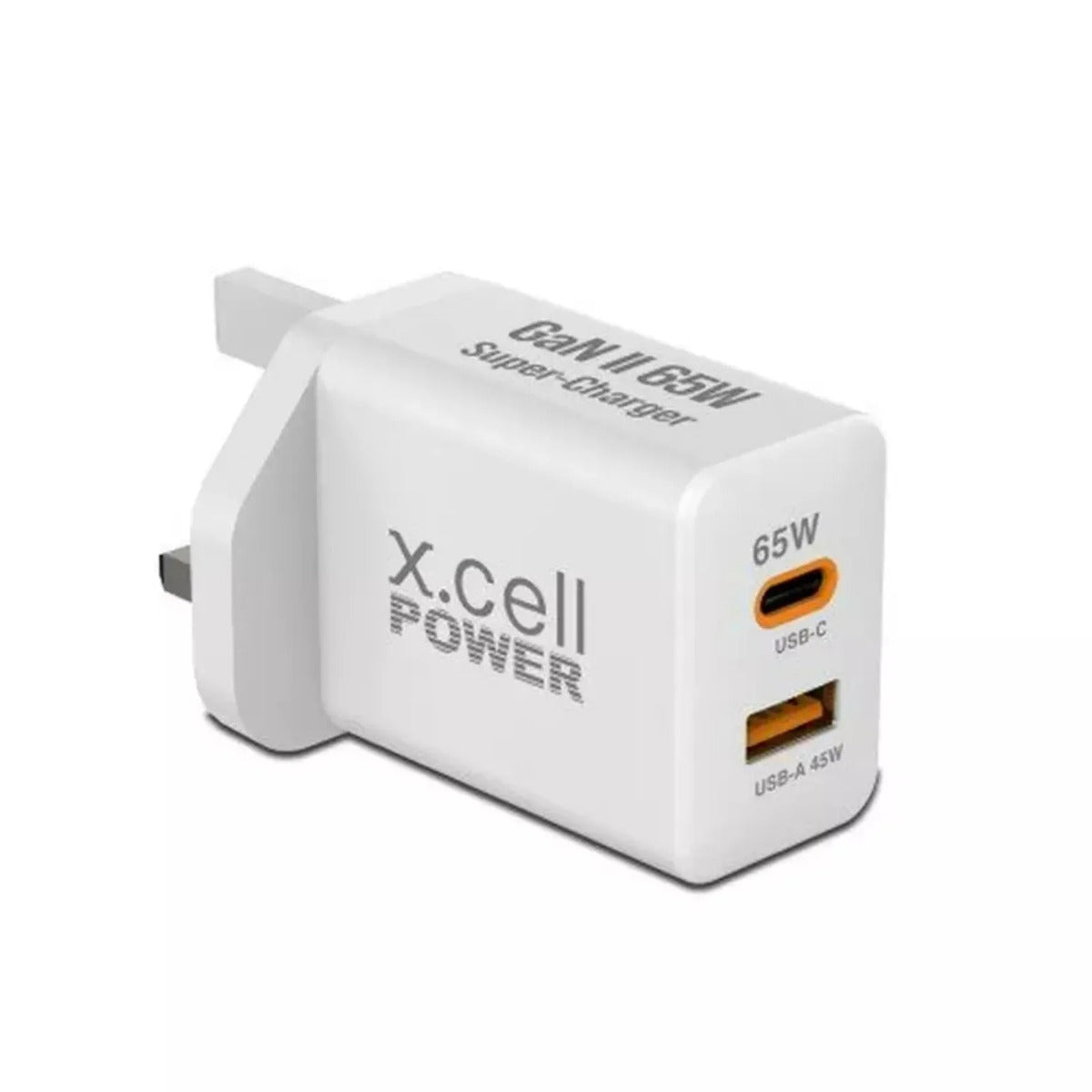 Buy X.Cell GaN Charger 65W with 1Type C Port and 1 USB A Port White | Yallatoys.com