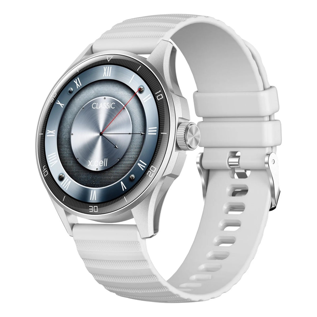 Buy Xcell Classic 6 Smartwatch Silver Frame with Grey Silicon Strap | Yallatoys.com