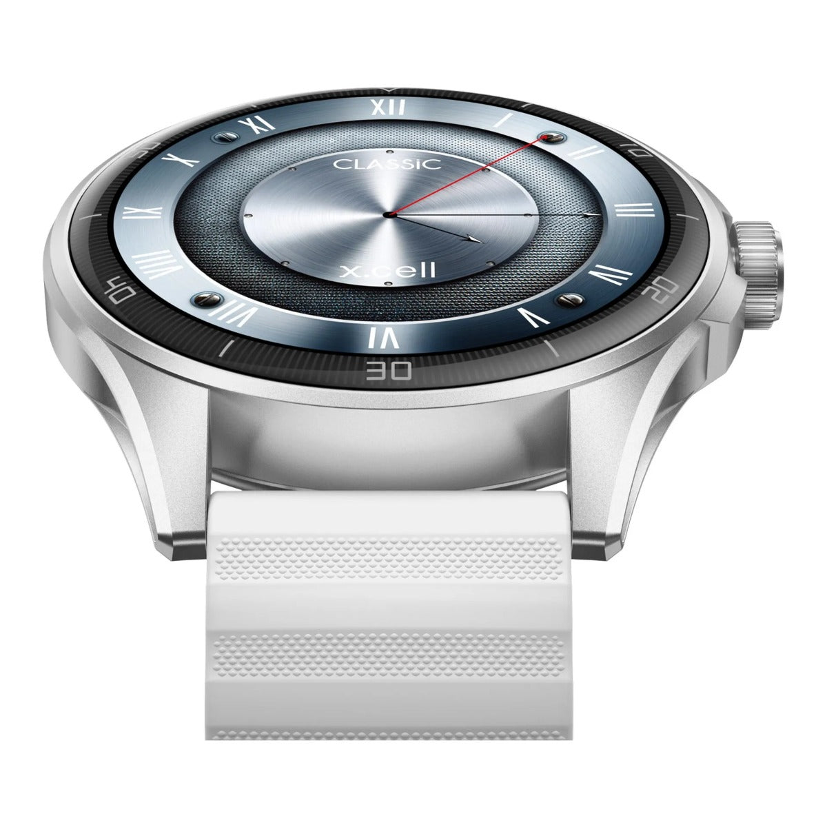 Buy Xcell Classic 6 Smartwatch Silver Frame with Grey Silicon Strap | Yallatoys.com