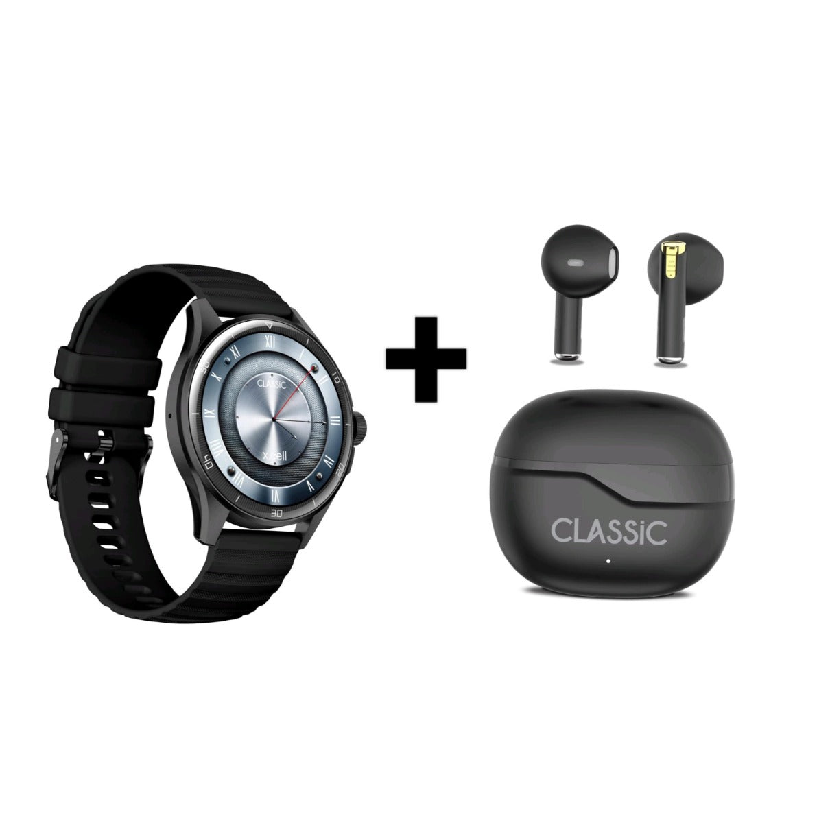 Buy X.cell Watch Classic 6 Black Frame Black Strap + X.cell Classic TWS | Yallatoys.com