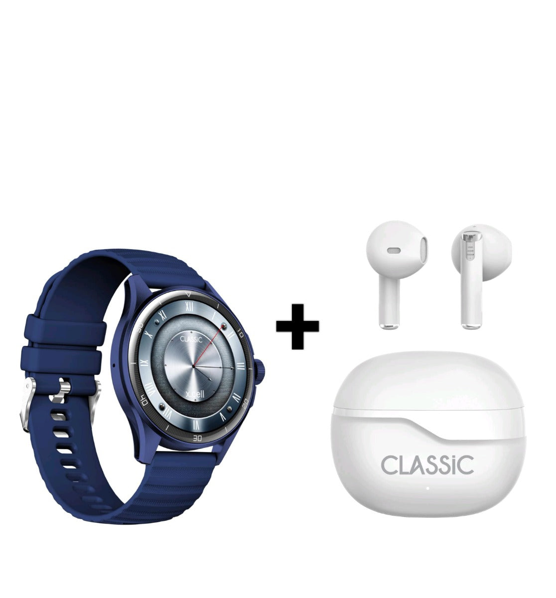 Buy X.cell Watch Classic6 Blue Frame Blue Strap + X.cell Classic TWS Black | Yallatoys.com
