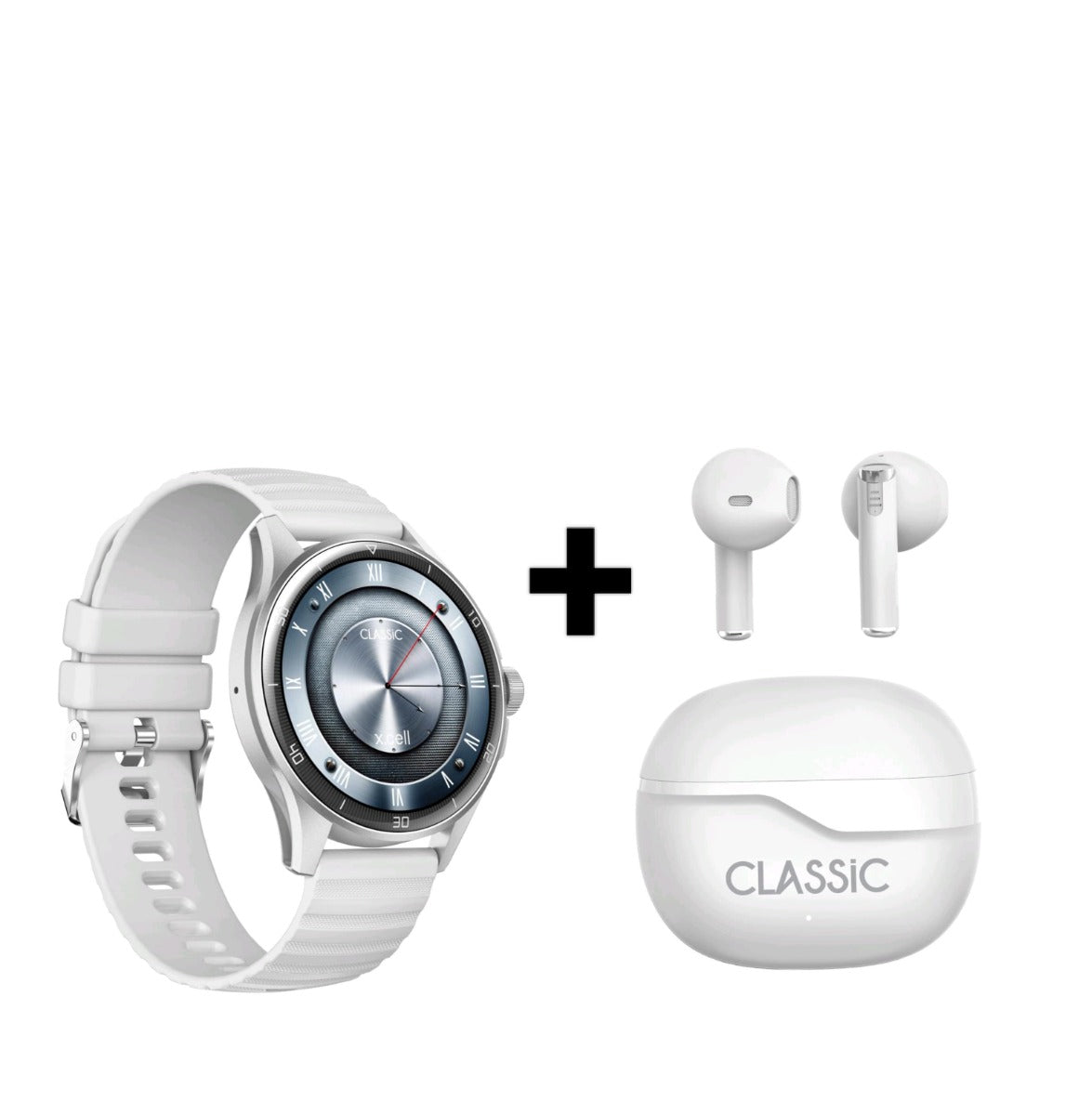 Buy X.cell Watch Classic6 Silver Frame Grey Strap + X.cell Classic TWS | Yallatoys.com