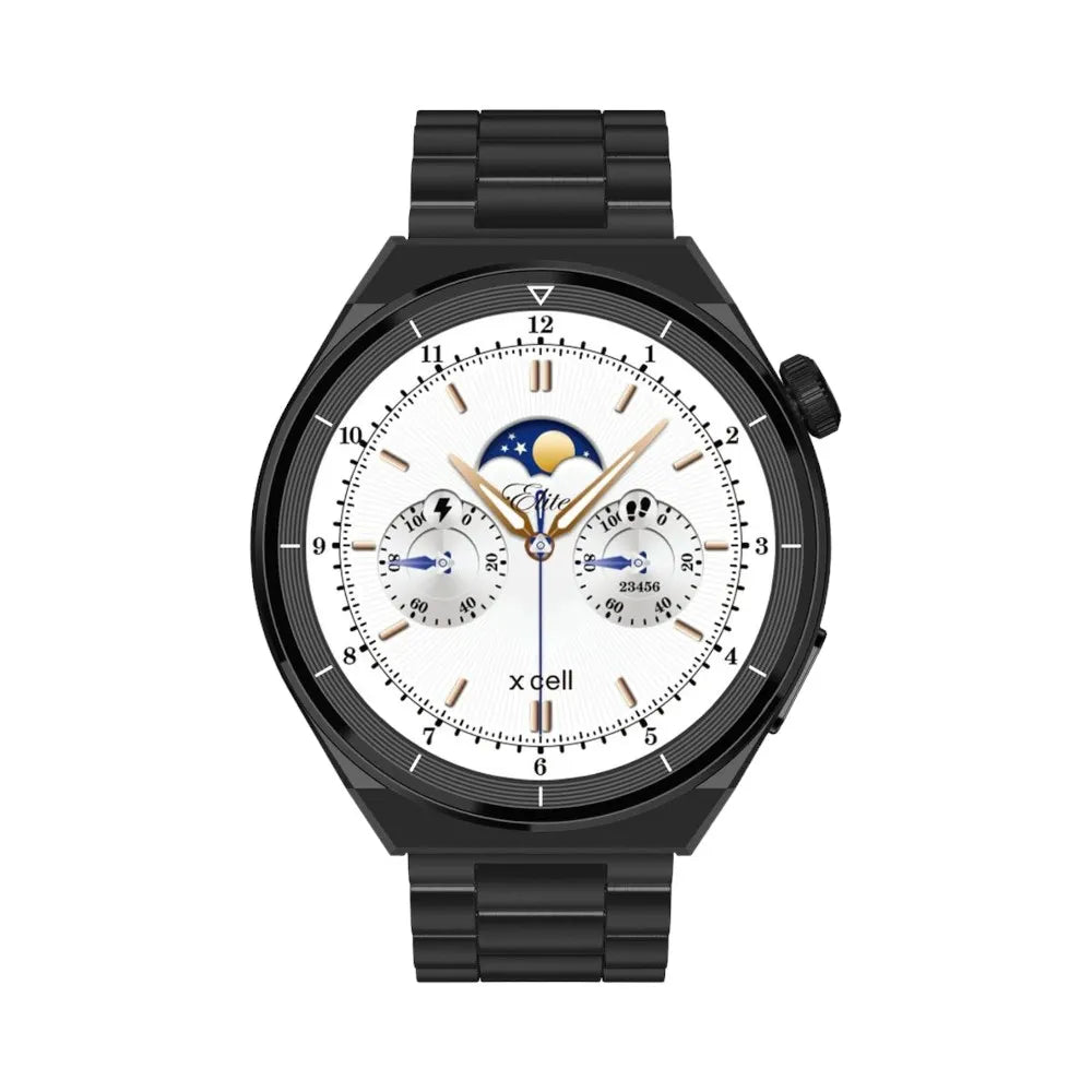 Buy Xcell Elite 4 Smartwatch Black Metal Frame and Balck Steel Strap | Yallatoys.com
