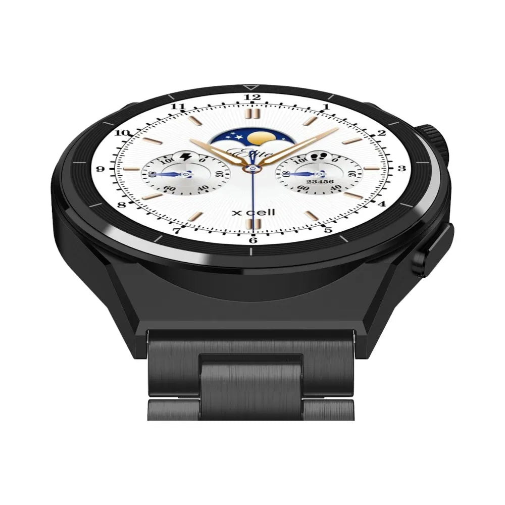 Buy Xcell Elite 4 Smartwatch Black Metal Frame and Balck Steel Strap | Yallatoys.com