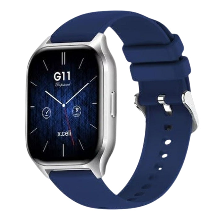 Buy Xcell G11 Pro Smart Watch Silver Frame Blue Silicon Strap | Yallatoys.com