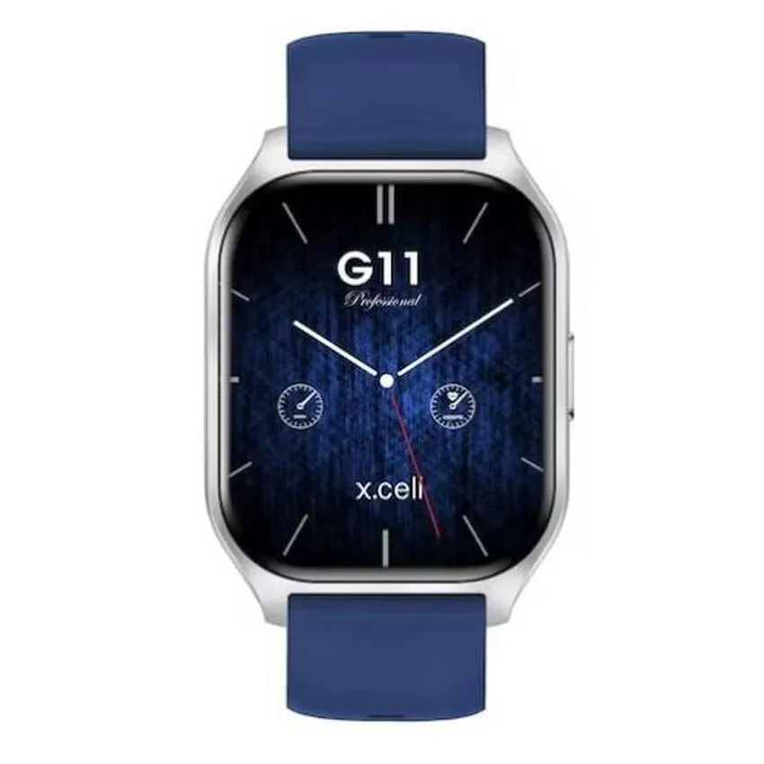 Buy Xcell G11 Pro Smart Watch Silver Frame Blue Silicon Strap | Yallatoys.com