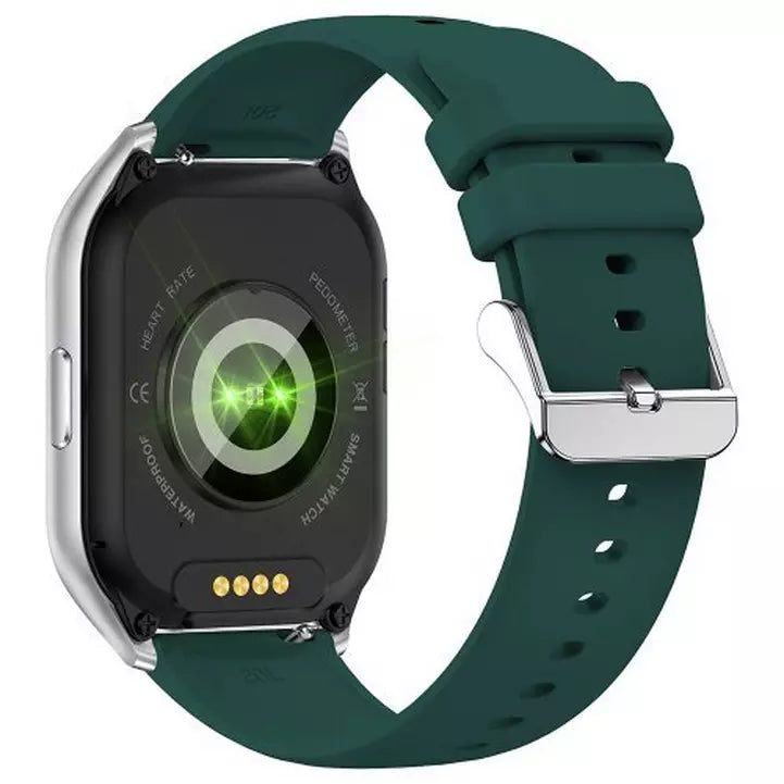 Buy Xcell G11 Pro Smart Watch Silver Frame with Green Silicon Strap | Yallatoys.com
