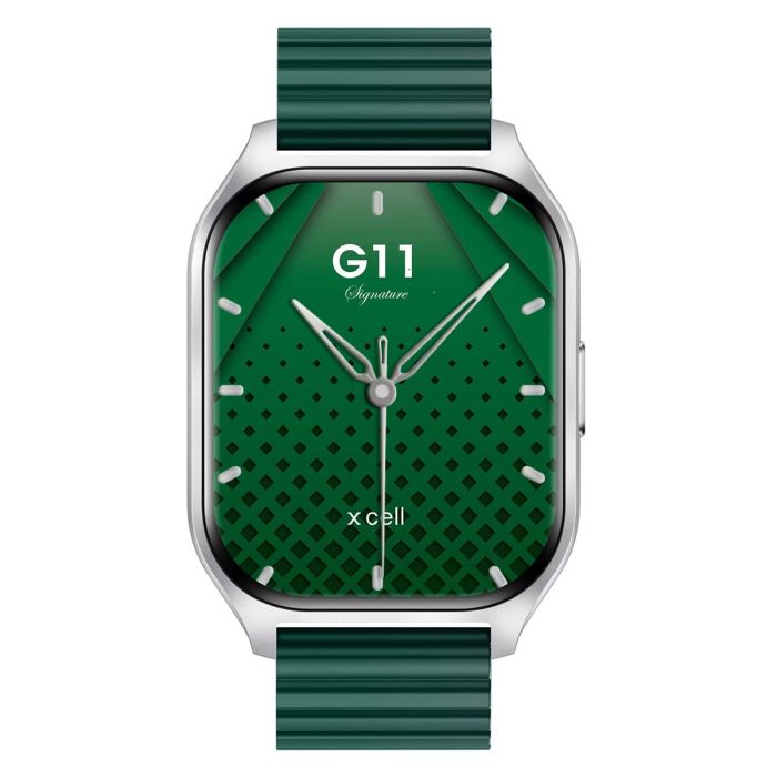 Buy Xcell G11 Signature Smart Watch Silver Frame Green Silicon Strap | Yallatoys.com